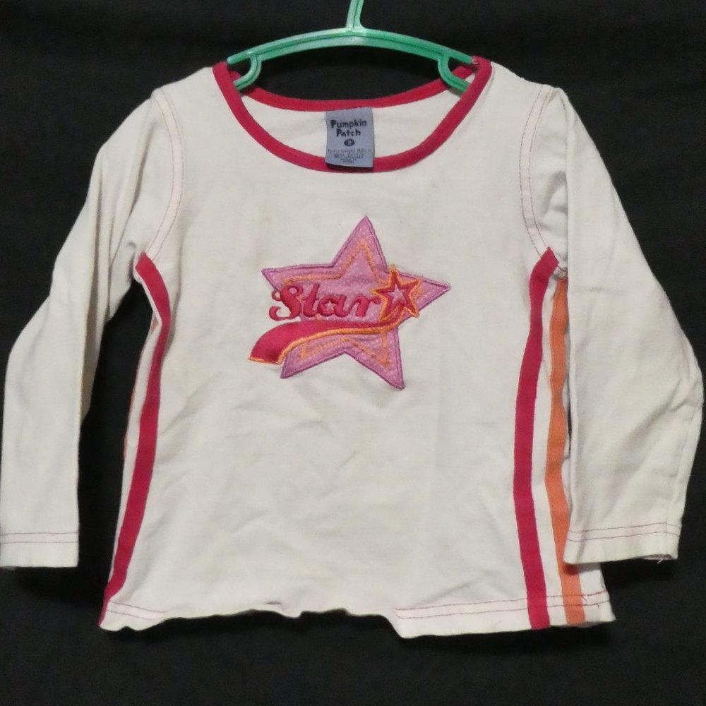 PUMPKIN PATCH | size 2 | Long Sleeve "Star" Graphic Top With Stripes